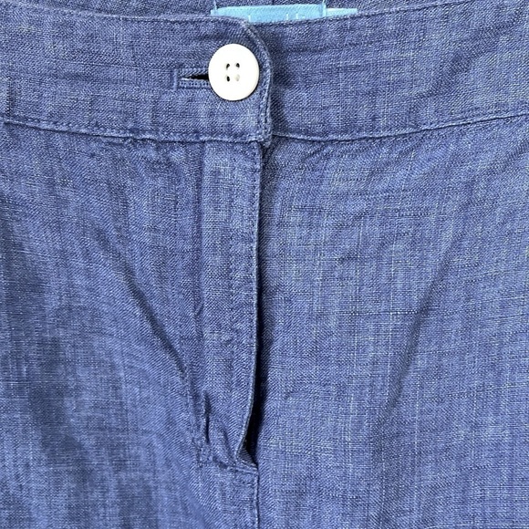 J. Mclaughlin Denim Blue Linen Mini Skirt With Frayed Hem 10 - Picture 5 of 9